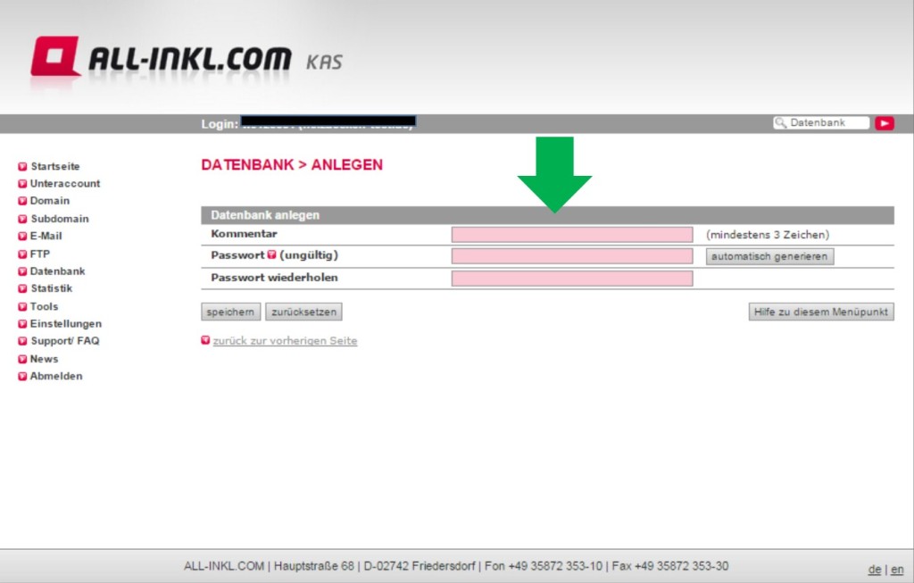 Wordpress Installation ALL-INKL.com Datenbank 2