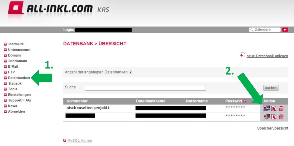 Datenbank Backup der Nischenseite, All-inkl.com