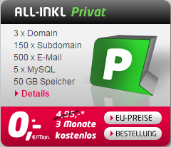 ALL-INKL Privat Webhosting Paket Nischenseiten