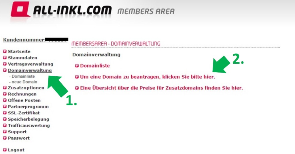 Domain bei All-inkl anlegen